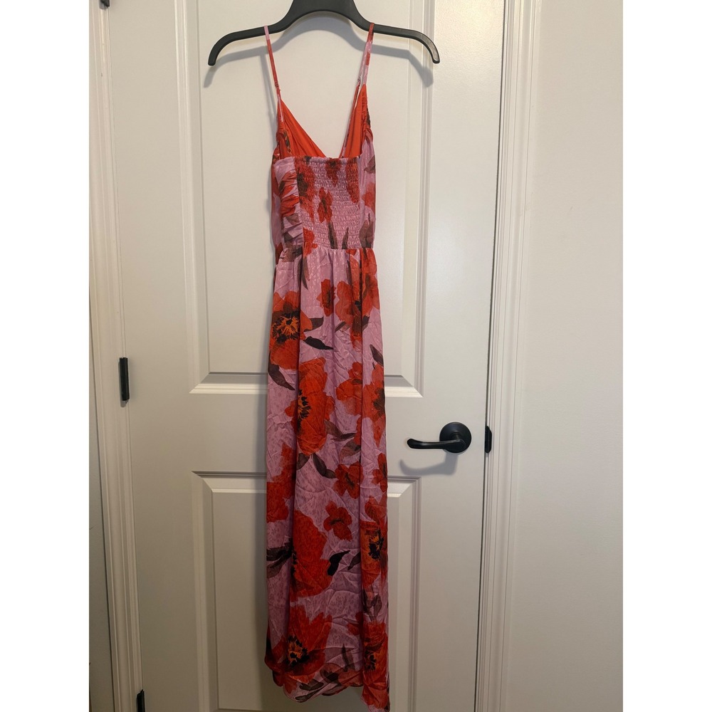 Adelyn Rae Floral Midi Dress Womens Medium Pink Red Excellent Summer Boho - Picture 6 of 13